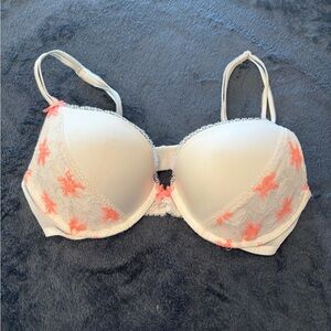 Victoria's Secret White and Pink Lace Bra